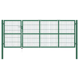 Garden Fence Gate with Posts 350x120 cm Steel Green