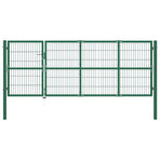 Garden Fence Gate with Posts 350x120 cm Steel Green