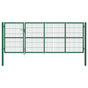 Garden Fence Gate with Posts 350x120 cm Steel Green