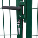 Garden Fence Gate with Posts 350x120 cm Steel Green - Side View
