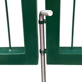Garden Fence Gate with Posts 350x120 cm Steel Green - Top-Down View