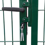 Garden Fence Gate with Posts 350x140 cm Steel Green - Side View