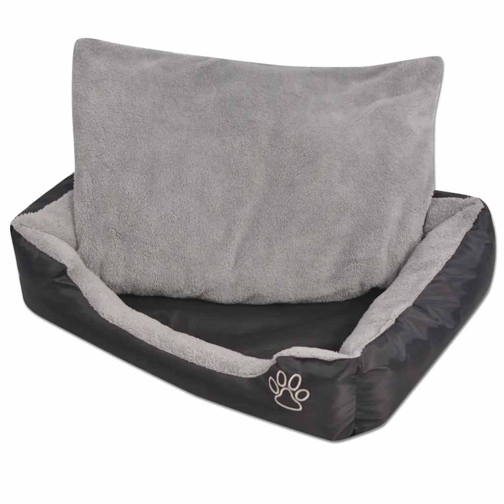 Dog Bed with Padded Cushion Size L Black