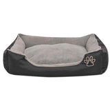 Dog Bed with Padded Cushion Size L Black - Side View