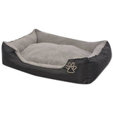 Dog Bed with Padded Cushion Size XXL Black - Front View