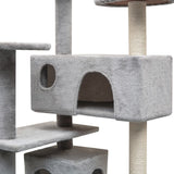 Cat Tree with Sisal Scratching Posts 125 cm Grey - Side View