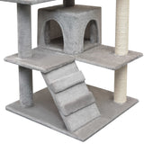 Cat Tree with Sisal Scratching Posts 125 cm Grey - Top-Down View