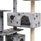 Cat Tree with Sisal Scratching Posts 125 cm Paw Prints Grey - Top-Down View