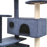 Cat Tree with Sisal Scratching Posts 125 cm Dark Blue - Side View