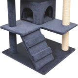 Cat Tree with Sisal Scratching Posts 125 cm Dark Blue - Top-Down View