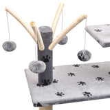 Cat Tree with Sisal Scratching Posts 125 cm Paw Prints Grey - Top-Down View