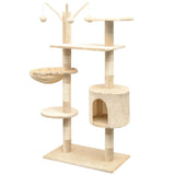 Cat Tree with Sisal Scratching Posts 125 cm Beige - Front View