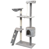 Cat Tree with Sisal Scratching Posts 150 cm Grey - Front View