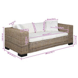 Eight Piece 3-Seater Sofa Set Real Rattan