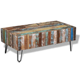 Coffee Table Solid Reclaimed Wood 100x50x38 cm - Front View