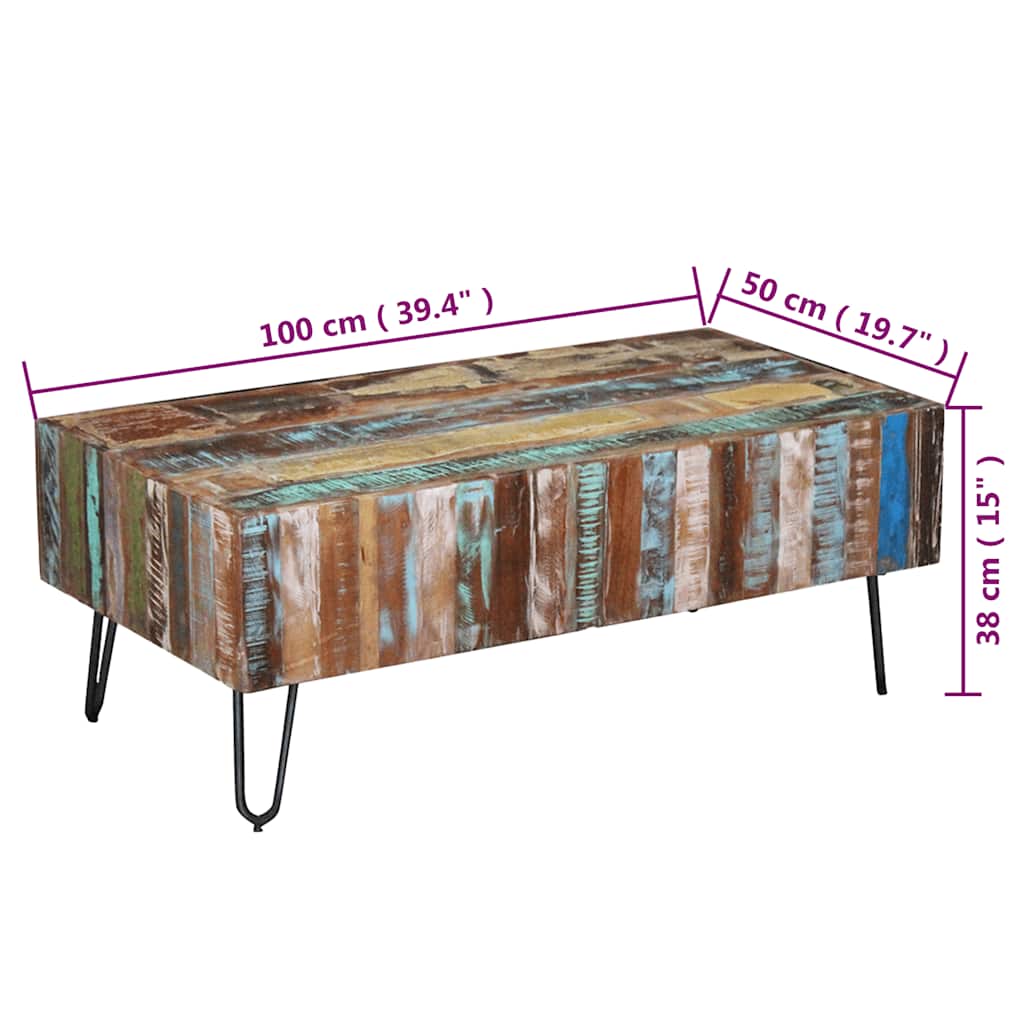 Coffee Table Solid Reclaimed Wood 100x50x38 cm
