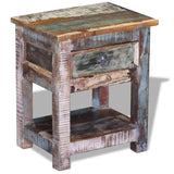 Side Table with 1 Drawer Solid Reclaimed Wood 43x33x51 cm - Front View