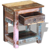 Side Table with 1 Drawer Solid Reclaimed Wood 43x33x51 cm - Rear View