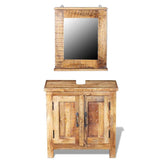 Bathroom Vanity Cabinet with Mirror Solid Mango Wood - Front View