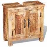 Bathroom Vanity Cabinet with Mirror Solid Mango Wood - 45-Degree Angle