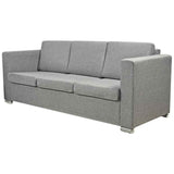 3-Seater Sofa Fabric Light Grey - Front View
