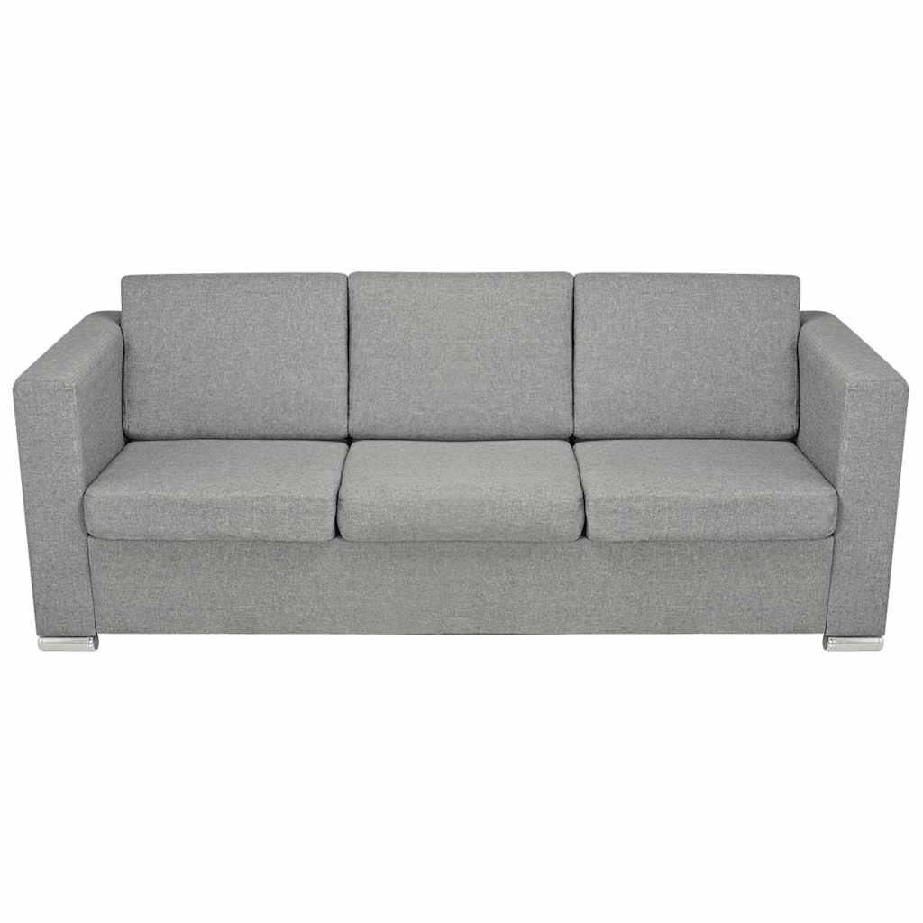 3-Seater Sofa Fabric Light Grey