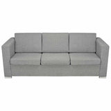 3-Seater Sofa Fabric Light Grey