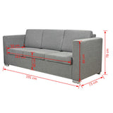 3-Seater Sofa Fabric Light Grey - Close-Up Angle