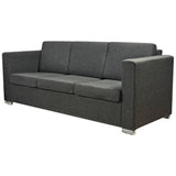 3-Seater Sofa Fabric Dark Grey - Front View