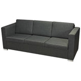 3-Seater Sofa Fabric Dark Grey - Side View