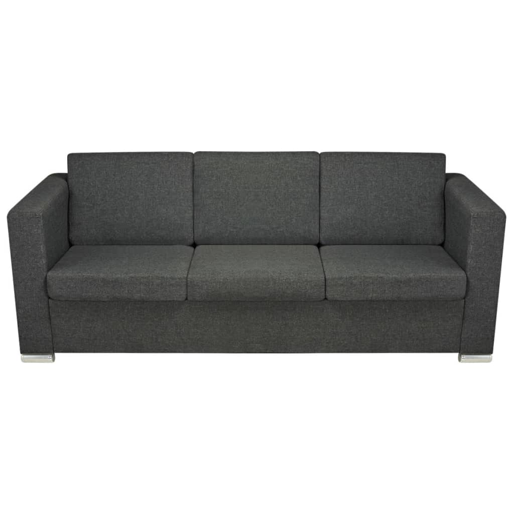 3-Seater Sofa Fabric Dark Grey