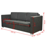 3-Seater Sofa Fabric Dark Grey - Close-Up Angle