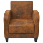Armchair Brown Faux Suede Leather