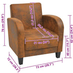 Armchair Brown Faux Suede Leather