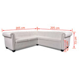 Chesterfield Corner Sofa 5-Seater Artificial Leather White