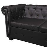 Chesterfield Corner Sofa 5-Seater Artificial Leather Black - 45-Degree Angle