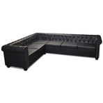 Chesterfield Corner Sofa 6-seater Artificial Leather Black