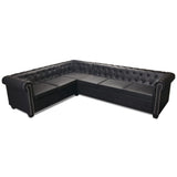Chesterfield Corner Sofa 6-seater Artificial Leather Black
