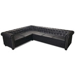 Chesterfield Corner Sofa 6-seater Artificial Leather Black