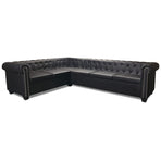 Chesterfield Corner Sofa 6-seater Artificial Leather Black
