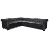 Chesterfield Corner Sofa 6-seater Artificial Leather Black - Top-Down View