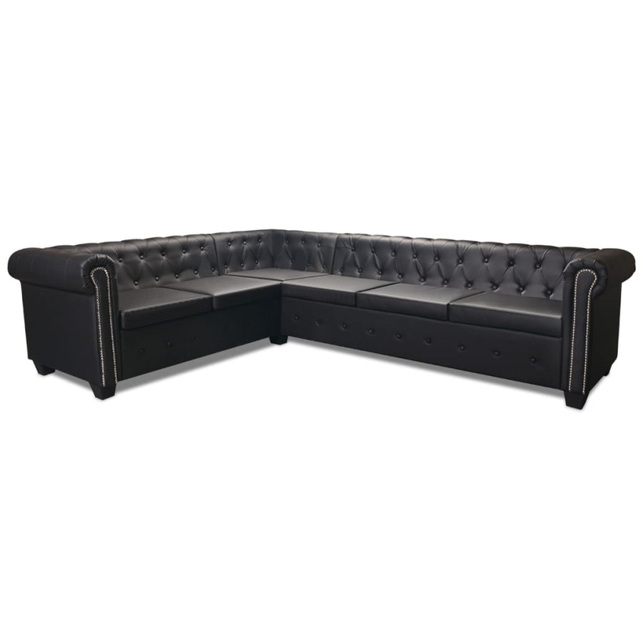 Chesterfield Corner Sofa 6-seater Artificial Leather Black