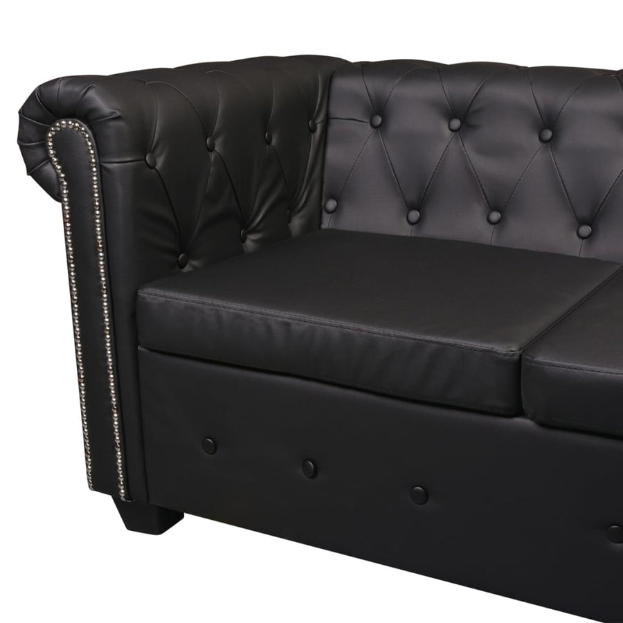 Chesterfield Corner Sofa 6-seater Artificial Leather Black