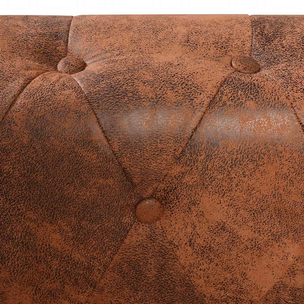 Chesterfield Corner Sofa 6-Seater Artificial Leather Brown