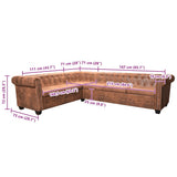 Chesterfield Corner Sofa 6-Seater Artificial Leather Brown