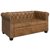 Chesterfield Sofa 2-Seater Artificial Leather Brown - Front View