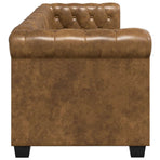 Chesterfield Sofa 2-Seater Artificial Leather Brown