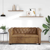 Chesterfield Sofa 2-Seater Artificial Leather Brown