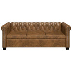 Chesterfield Sofa 3-Seater Artificial Leather Brown