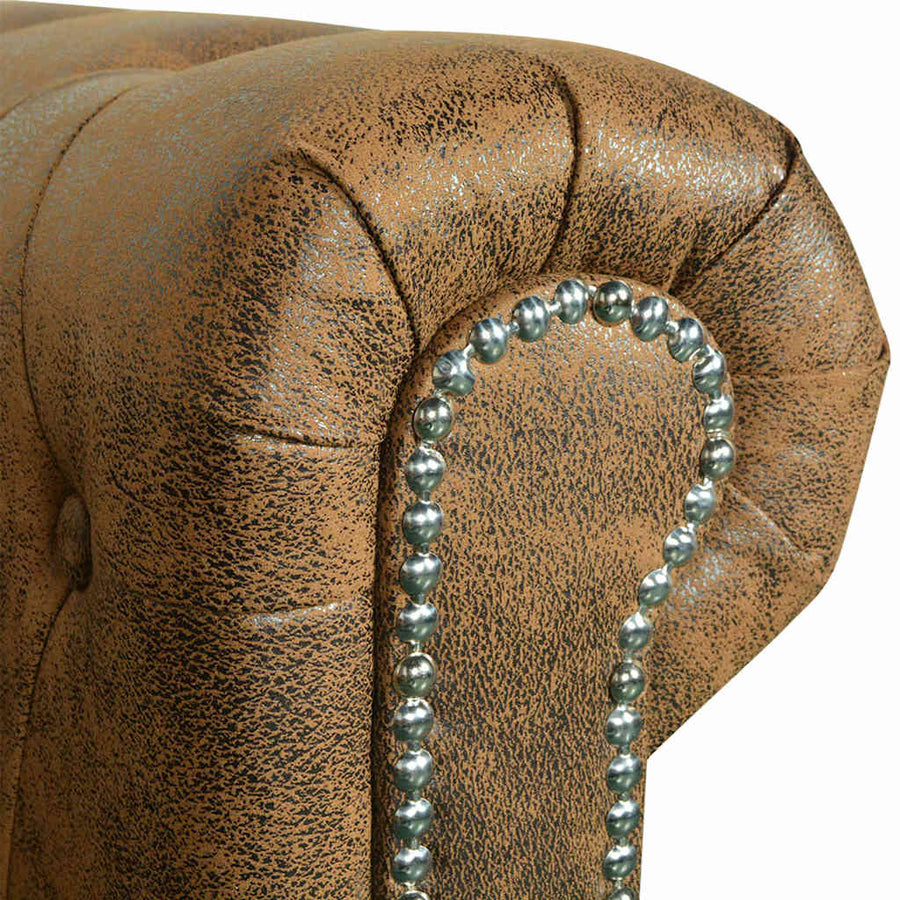 Chesterfield Sofa 3-Seater Artificial Leather Brown